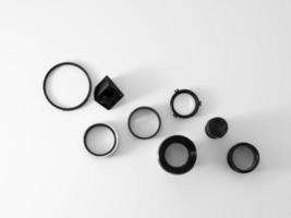 Top view of camera lenses photo