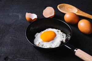 Fried eggs in a frying pan  photo