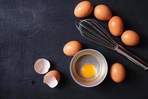 Yolks and egg protein in a bowl photo