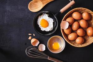 Frying pan with eggs  photo