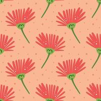 Natural elements pink flower seamless pattern vector