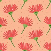 Natural elements pink flower seamless pattern vector