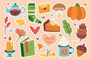 Hello fall set of Autumn elements vector