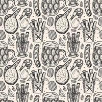 Oktoberfest sketch style seamless pattern vector