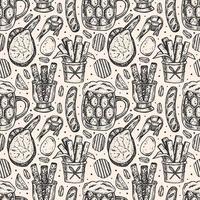 Oktoberfest sketch style seamless pattern vector