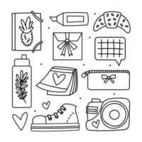 Back to school line style icon set vector