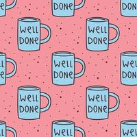 Morning routine seamless pattern with a mug vector