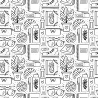 Back to school, office stuff, stationery seamless pattern vector