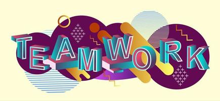 Teamwork typography concept with abstract graphic elements vector