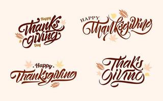 Thanksgiving day lettering set vector