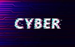 Cyber glitch on abstract technology background vector