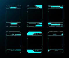 Technology future interface hud vertical frame set vector