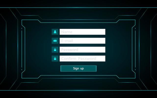 Sign up user interface hud technology design