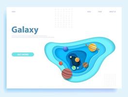 Isolated solar system in paper art style website concept vector