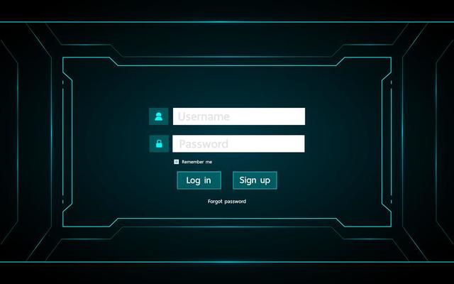 Log in page user interface hud design