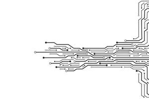 Black circuit design on white vector