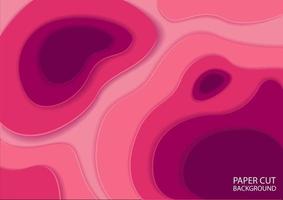 Realistic pink abstract paper cut relief style design vector