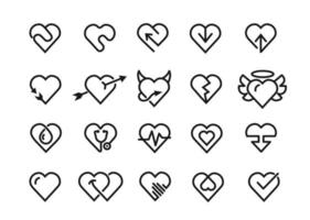 Heart line icons vector