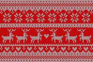 White and red knit pattern with deer vector