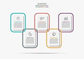 Connected Rectangle 5 Step Infographic vector