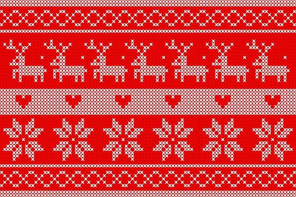 Christmas knit pattern with deers and hearts