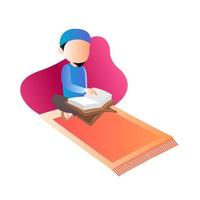 Muslim reading Quran book vector