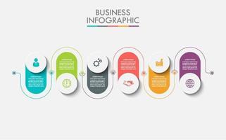 6 step colorful connected infographic vector