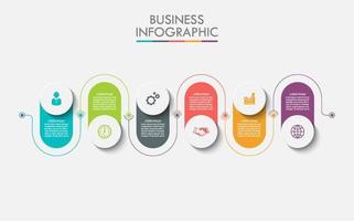 Infografía colorida conectada de 6 pasos vector