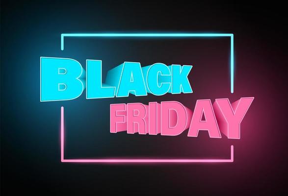 Black Friday Neon Text and Frame Banner