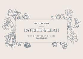 Handrawn Floral Wedding Invitation vector