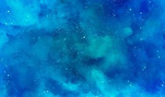 Mistic blue galaxy watercolor texture vector