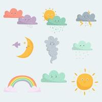 conjunto de iconos de emoticonos meteorológicos vector