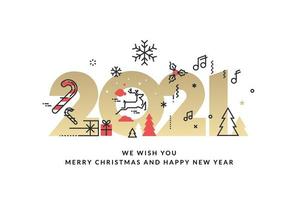 Merry Christmas and Happy New Year 2021 Card vector