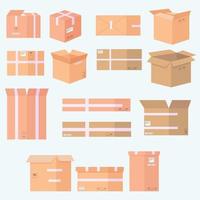 Conjunto de iconos de varias cajas de cartón vector