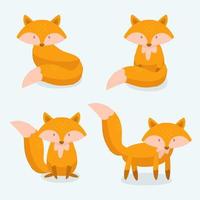 Hand drawn fox collection vector