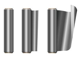 Roll of aluminium foil set vector