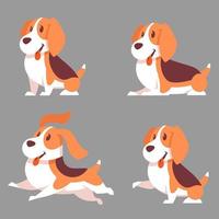 perro beagle en diferentes poses vector