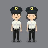 Couple Characters Wearing Police Uniform vector