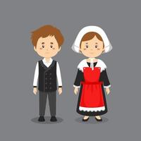 Couple Characters Wearing French National Dress vector