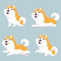 Akita Inu dog in different poses vector