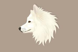 cabeza de perro blanco en estilo realista vector