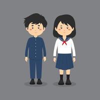 lindos personajes con uniforme japonés vector