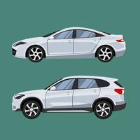 SUV and sedan in side view vector