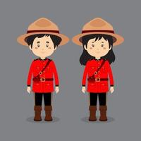 pareja de personajes con traje nacional canadiense vector