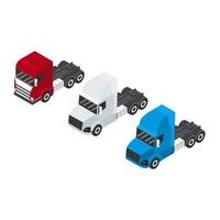 Set of semi trucks in an isometric view vector