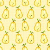 Sliced pear fruit seamless pattern vector