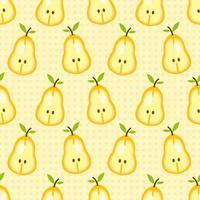 Sliced pear fruit seamless pattern vector