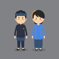 Couple Characters Wearing Sundanese Traditional Dress vector