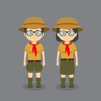 Couple Characters Wearing Scout Outfits vector
