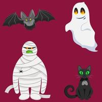 Set of halloween characters vector